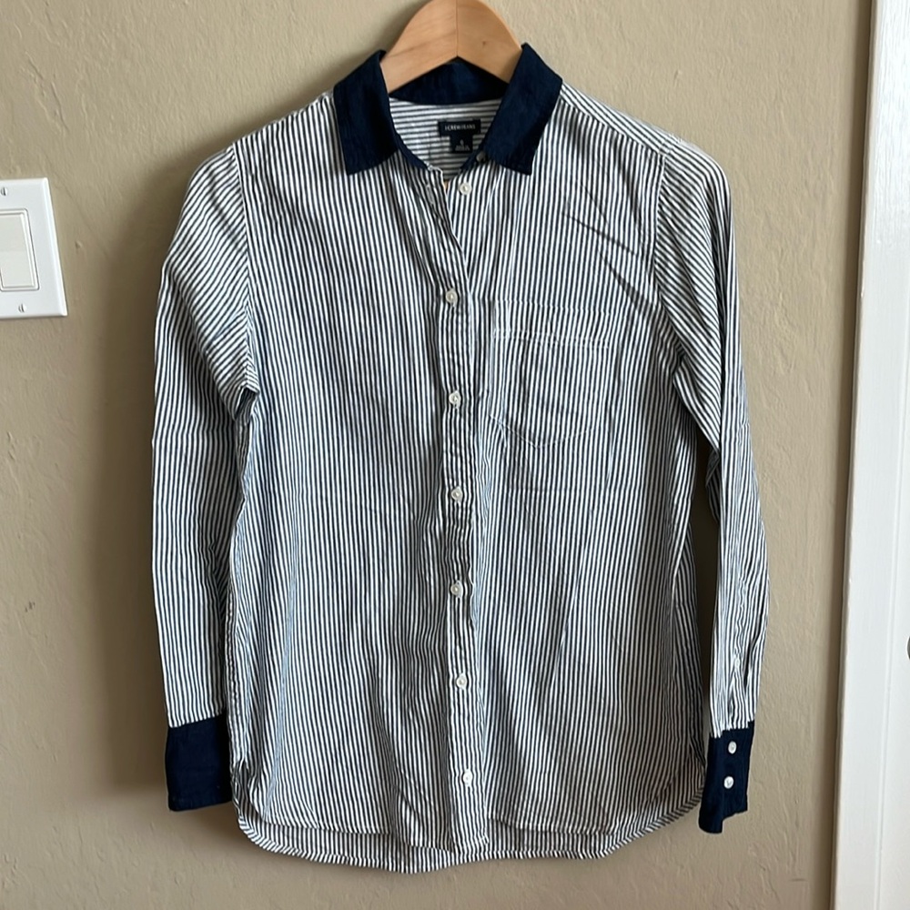 J.Crew Classic-fit shirt in mixed denim stripe Size 0